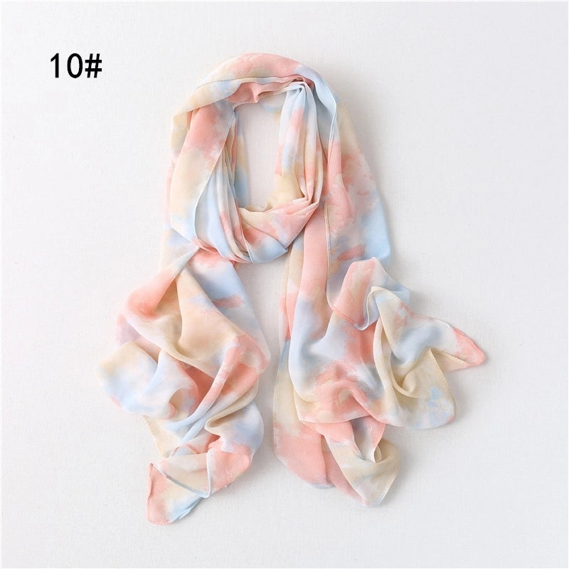 Women's Minimalist Tie Dye Chiffon Scarf