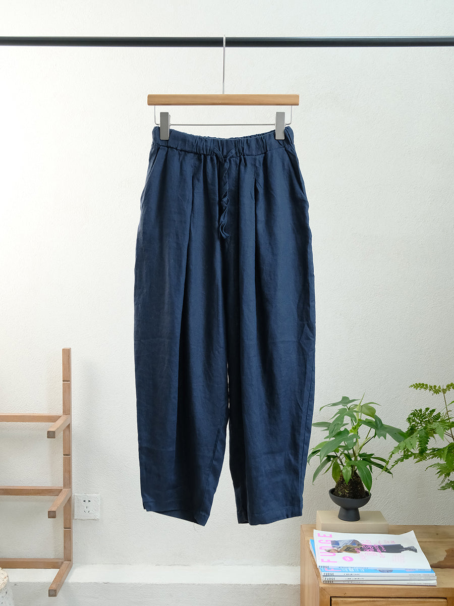 Women Summer Vintage Pure Color Linen Harem Pants