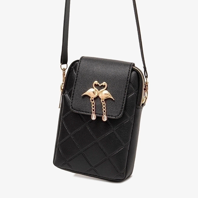 Women's Small Pu Leather Solid Color Basic Streetwear Square Zipper Buckle Shoulder Bag Phone Wallets Crossbody Bag