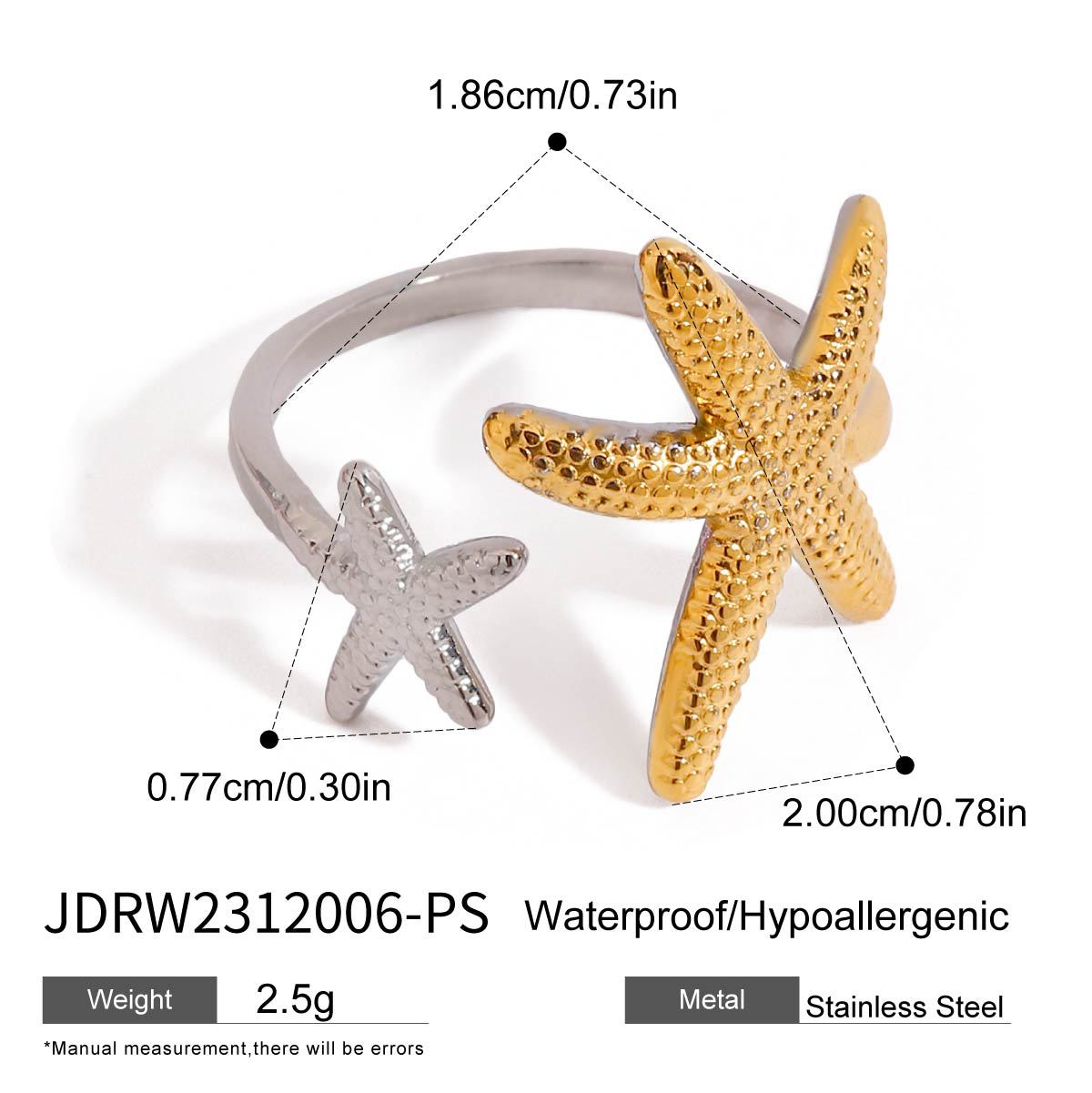 Jie Ding Holiday Starfish Shell Ring Titanium Steel Jewelry Stainless Steel Ring
