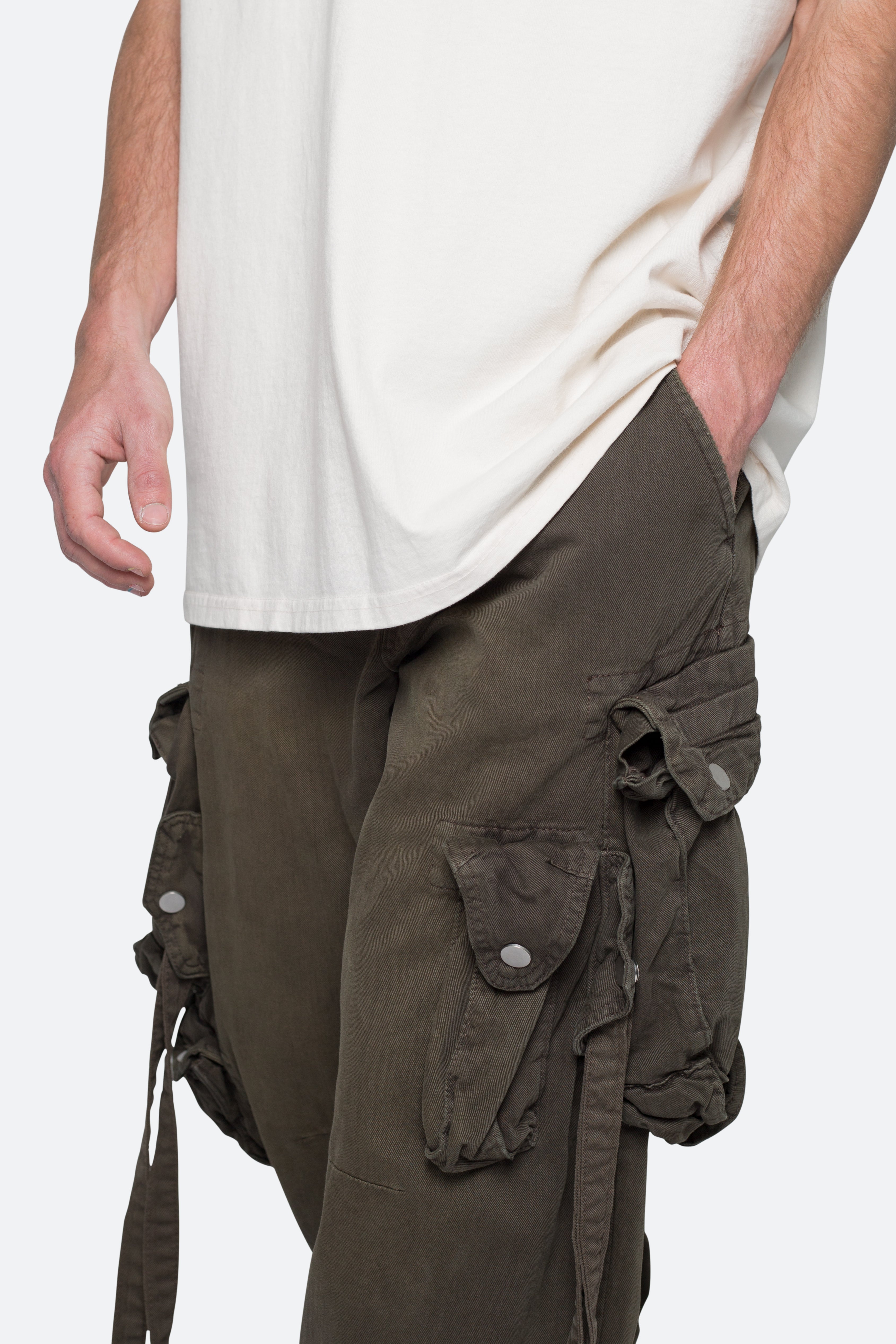 Strapped Multi Cargo Pants - Brown