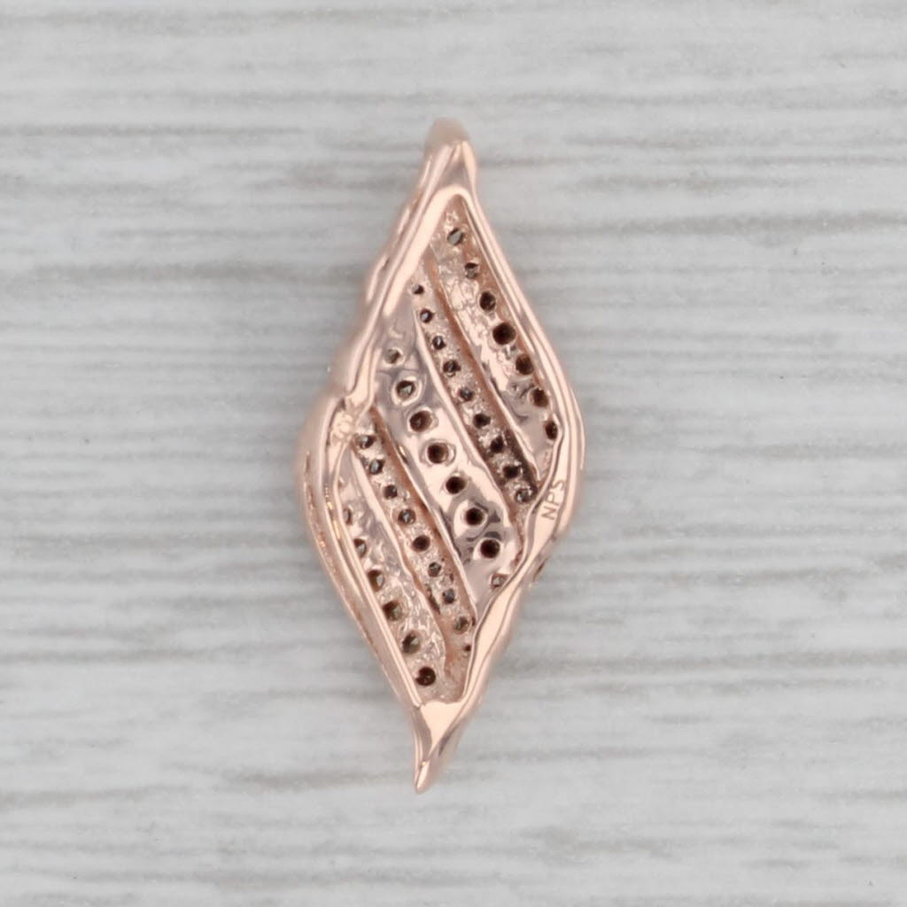 0.10ctw White Brown Diamond Floating Drop Pendant 10k Rose Gold