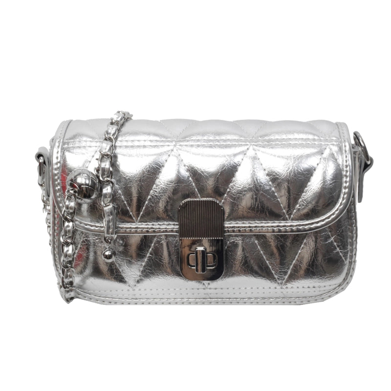 Women's Pu Leather Solid Color Lingge Basic Classic Style Lock Clasp Shoulder Bag Crossbody Bag