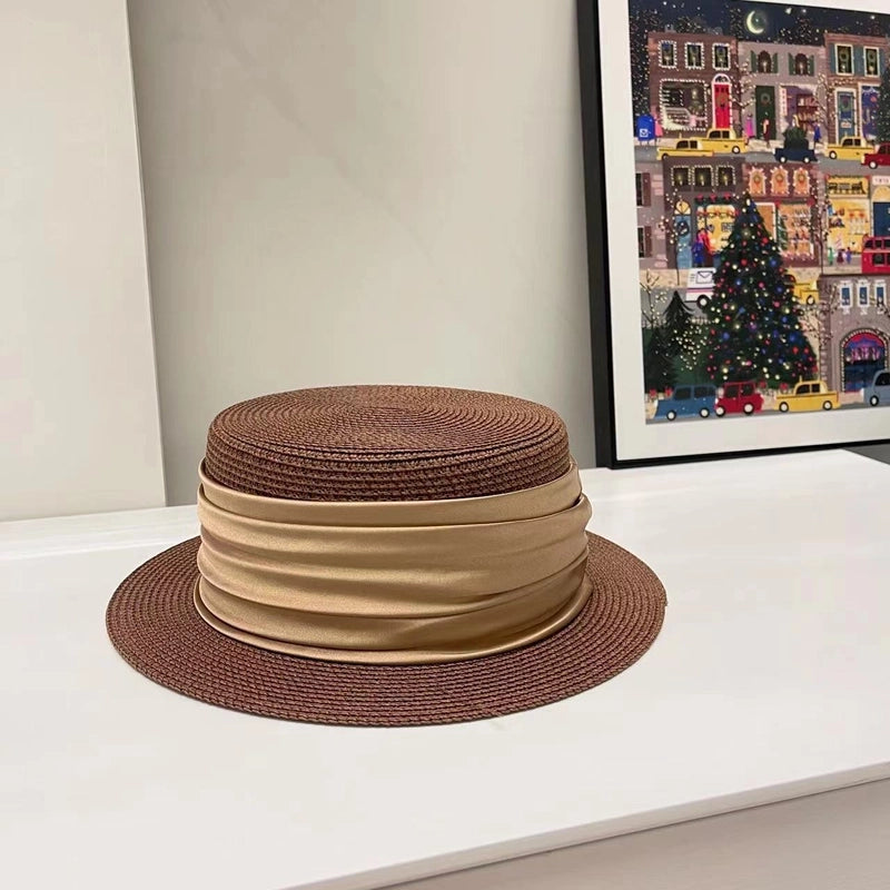 Women's Elegant Minimalist Color Block Wide Eaves Straw Hat