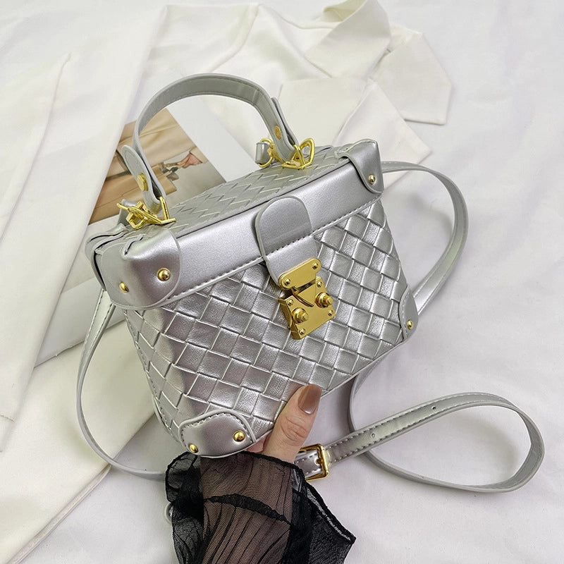 Women's Medium Pu Leather Solid Color Streetwear Square Lock Clasp Crossbody Bag