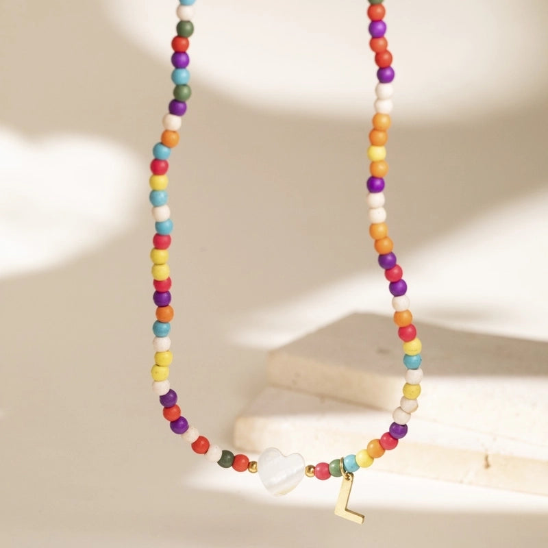 Cute Geometric 304 Stainless Steel Beaded Chain Pendant Necklace