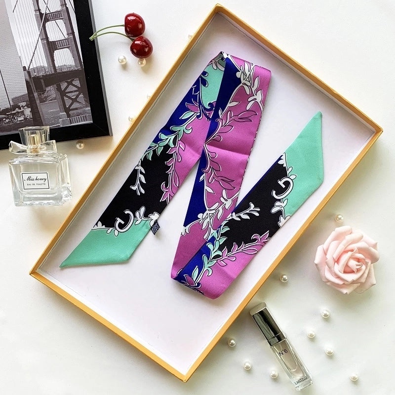 Women's Minimalist Flower Satin Printing Silk Scarf