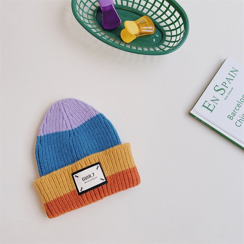Children Unisex Streetwear Color Block Wool Cap