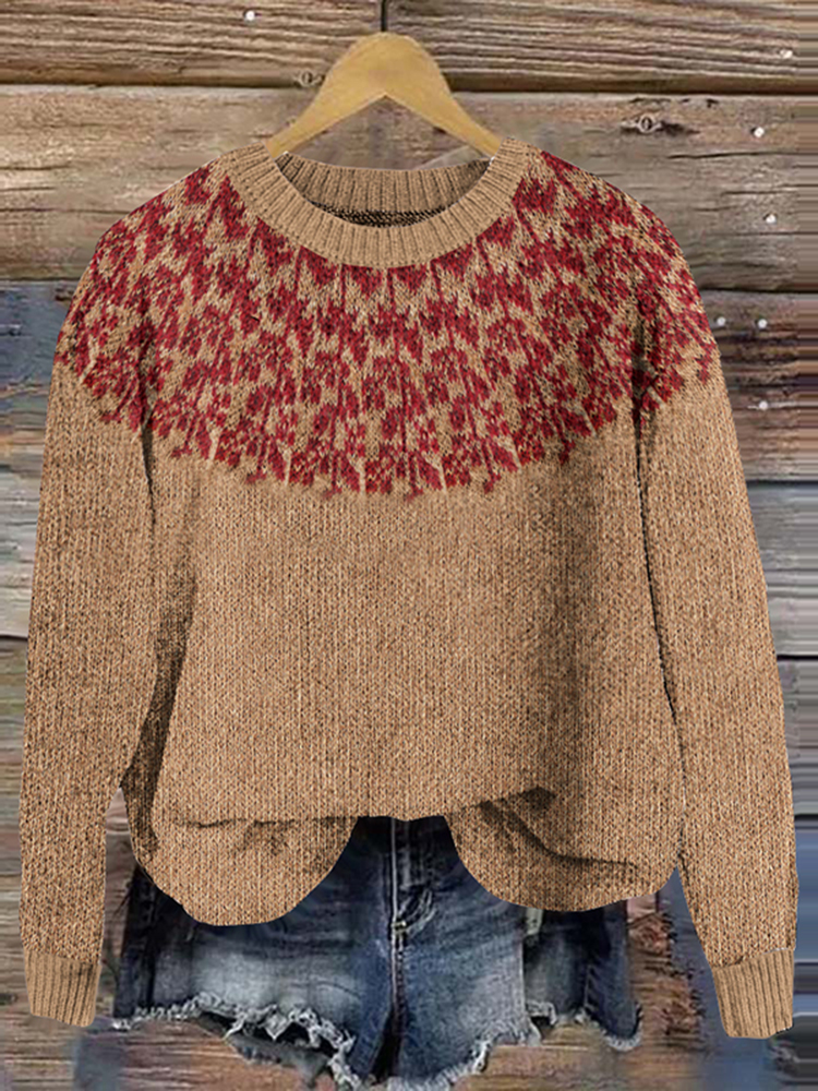 Vintage Icelandic Floral Crew Neck Sweater