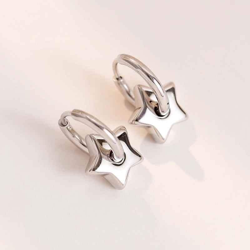 1 Pair Minimalist Star Plating 304 Stainless Steel Drop Earrings