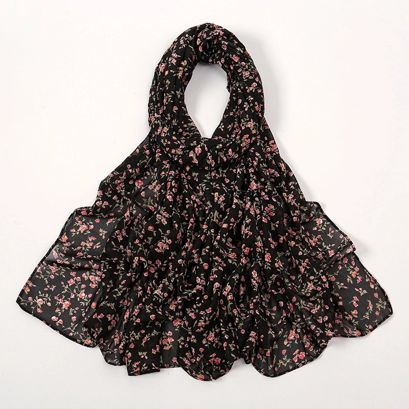 Women's Elegant Sweet Flower Polyester Scarf Shawl
