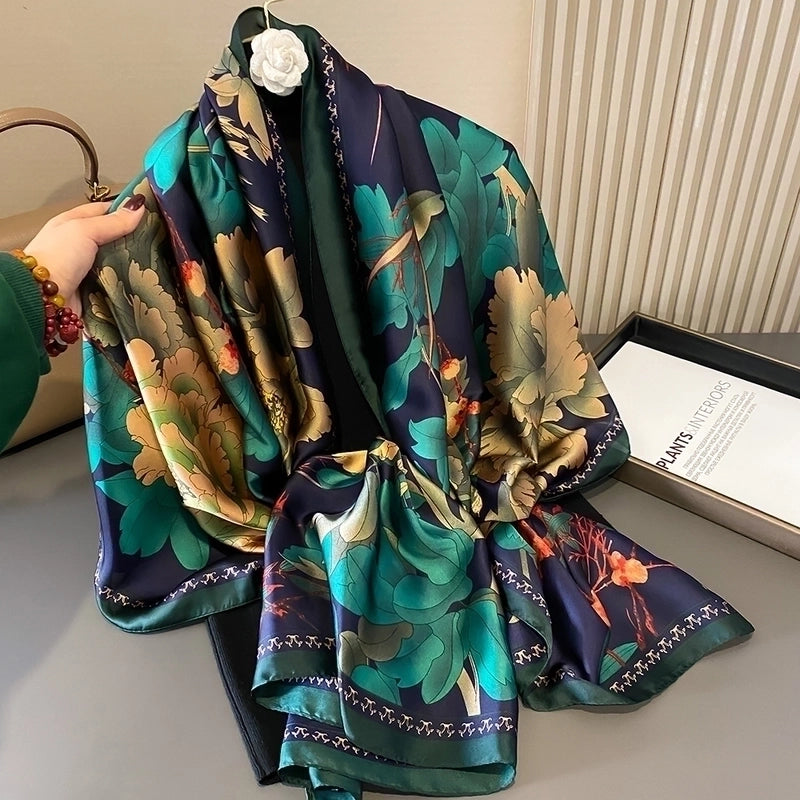 Women's Elegant Luxurious Wedding Feather Satin Printing Shawl
