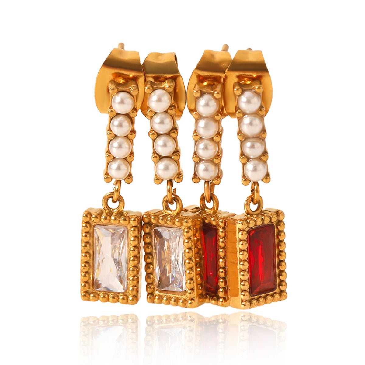 Stainless Steel With Pearl Earrings Zircon Earrings Titanium Steel