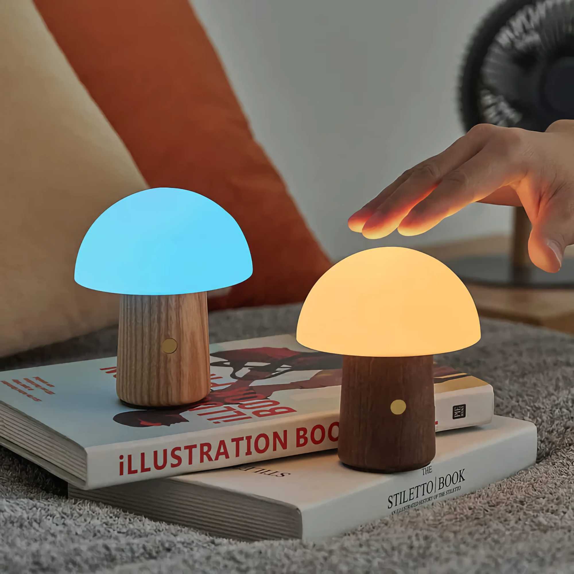 Gingko Alice Mushroom Lamp Mini . Walnut