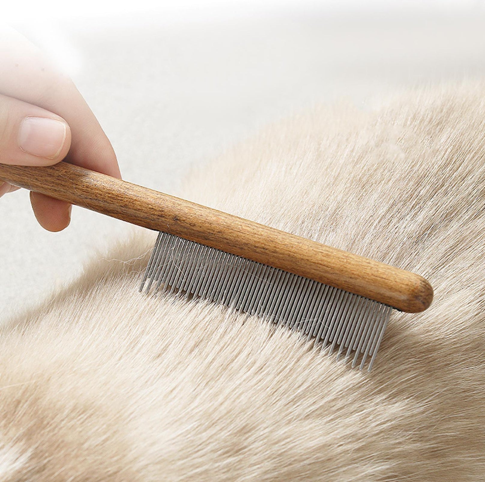 Versatile Stainless Steel Pet Brush with Wooden Handle - 3 Styles