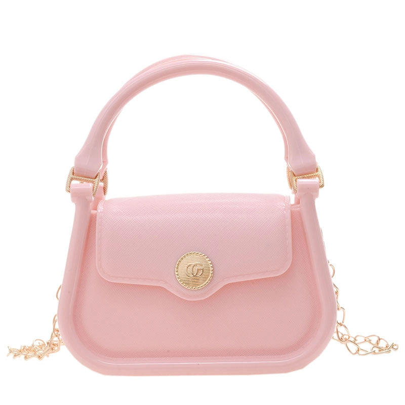 Women's Mini All Seasons Pvc Solid Color Fashion Metal Button Square Magnetic Buckle Handbag