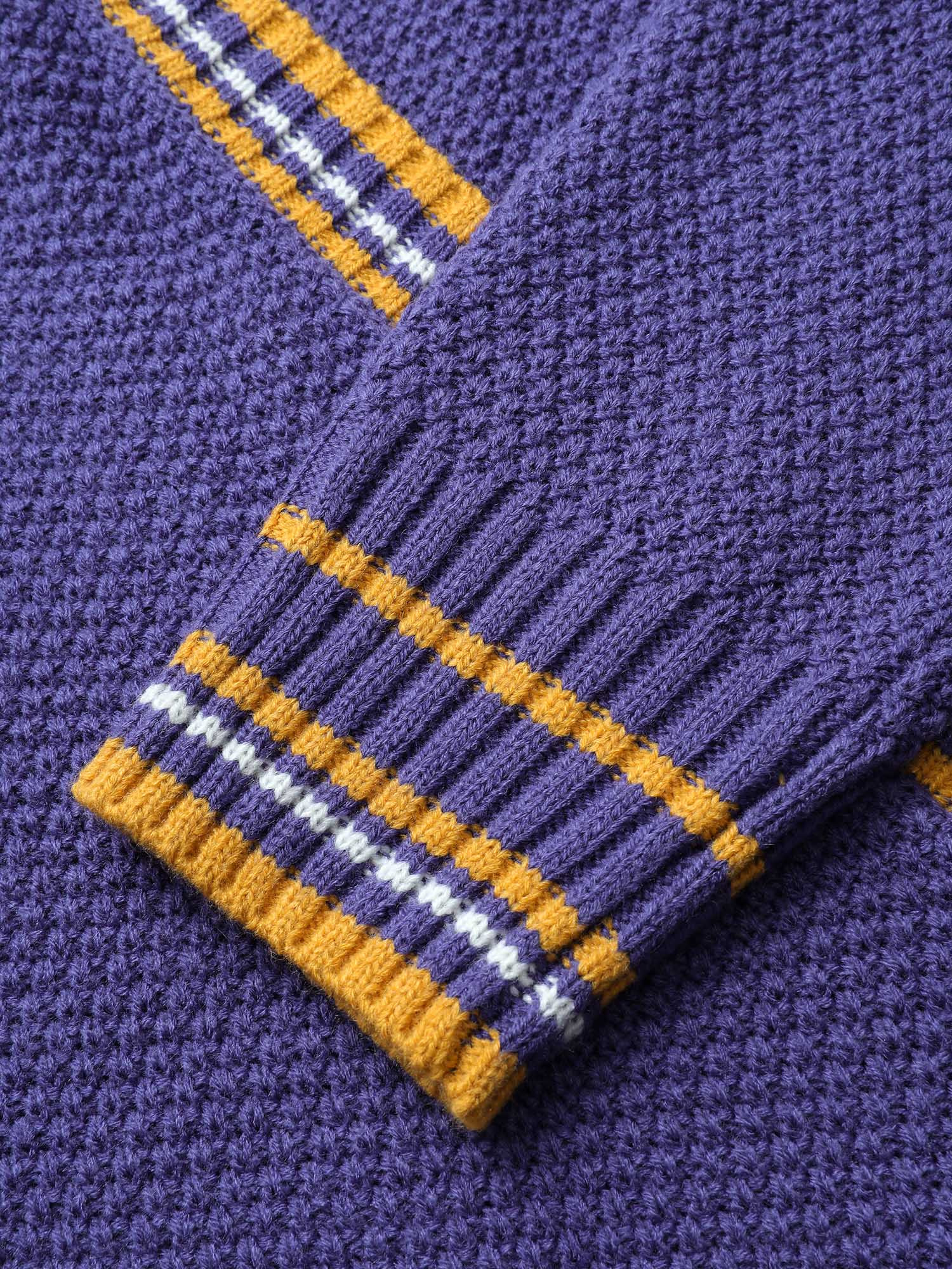 Striped Contrast Wrap Knit Pullover
