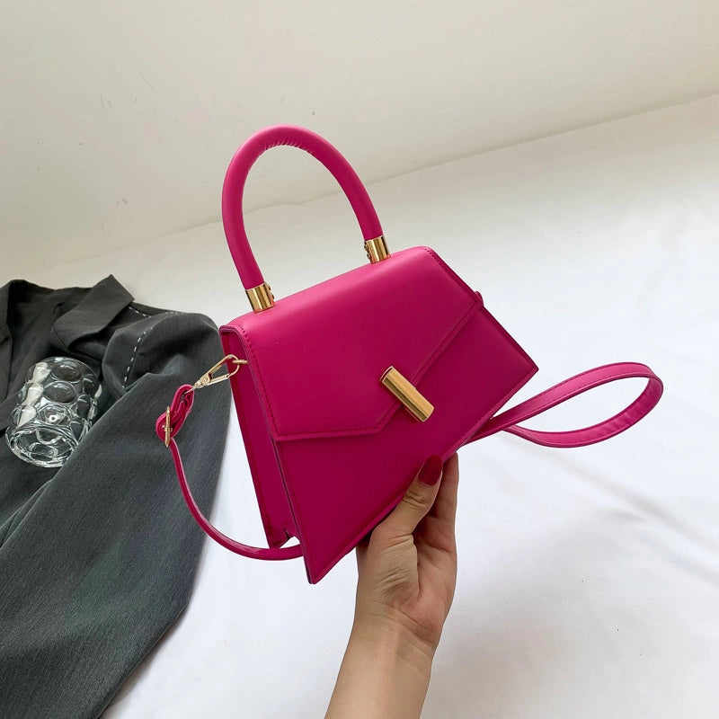 Women's Medium Pu Leather Solid Color Streetwear Lock Clasp Handbag Crossbody Bag