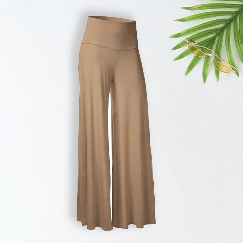 Solid Color High Waist Wide Leg Pants