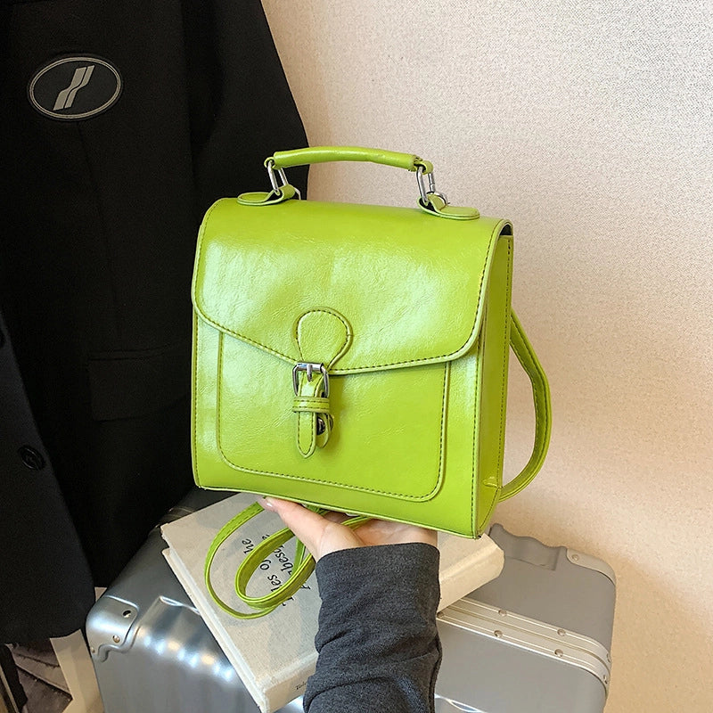 Women's Pu Leather Solid Color Streetwear Sewing Thread Square Flip Cover Functional Backpack