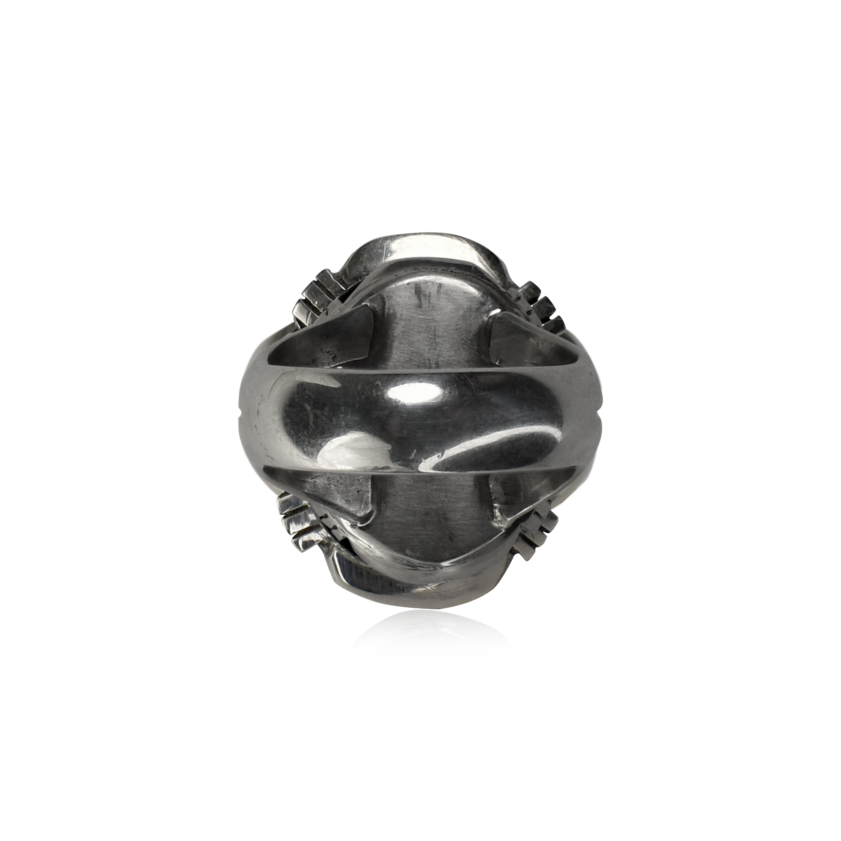 Golden Hill  Hand-Tooled Oval Ring with Two-Pronged Band