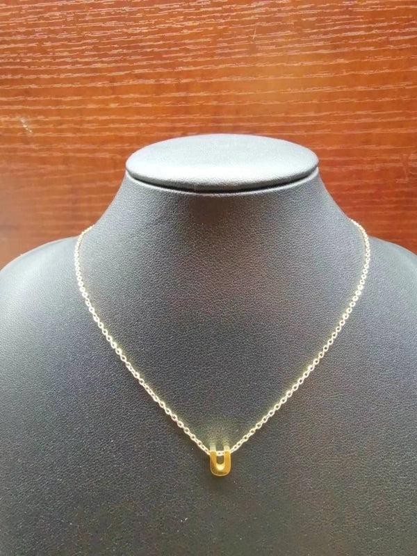 Minimalist Letter Stainless Steel Carving Necklace