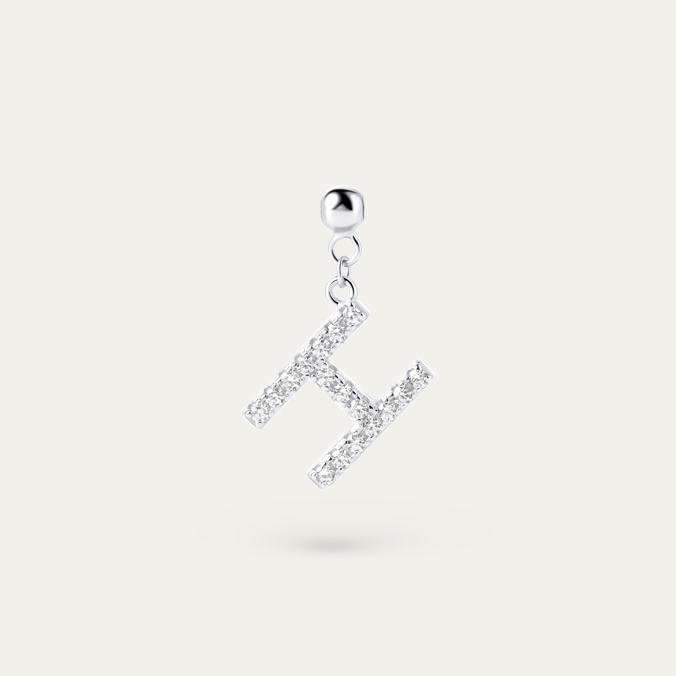 Onoma H CZ Charm (925 Sterling Silver)
