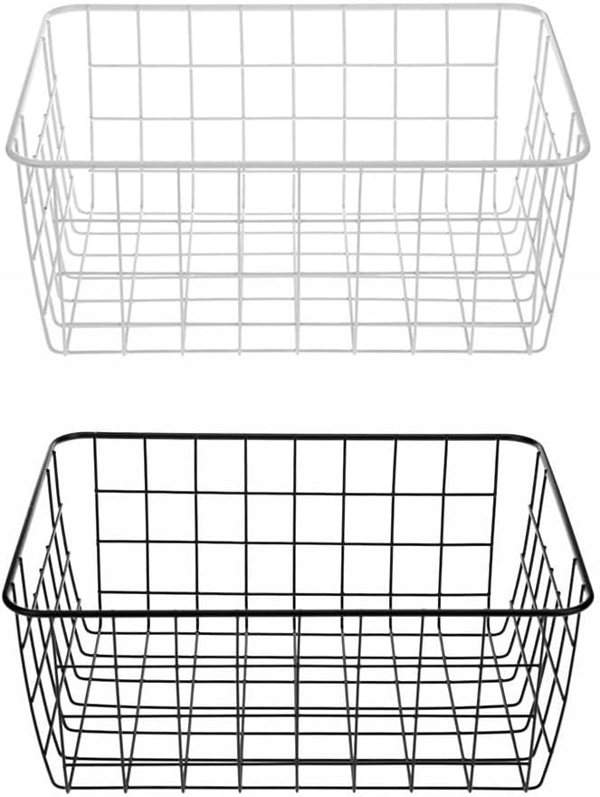 Metal Wire Storage Basket With Handle Cast Iron Art Fruits Vegetables Snacks Holder