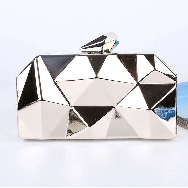 Pure Color New Dinner Bag Rhombus Iron Box Evening Bag Evening Clutch Bag