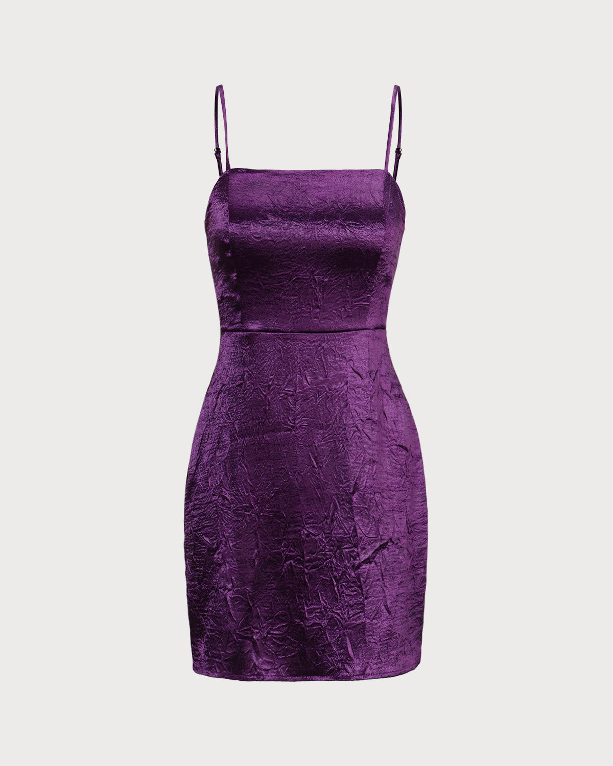 The Purple Textured Satin Slip Mini Dress