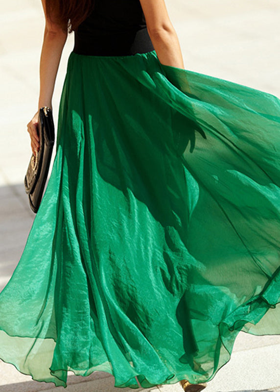 Natural Mulberry Elastic Waist Chiffon Maxi Skirt Summer