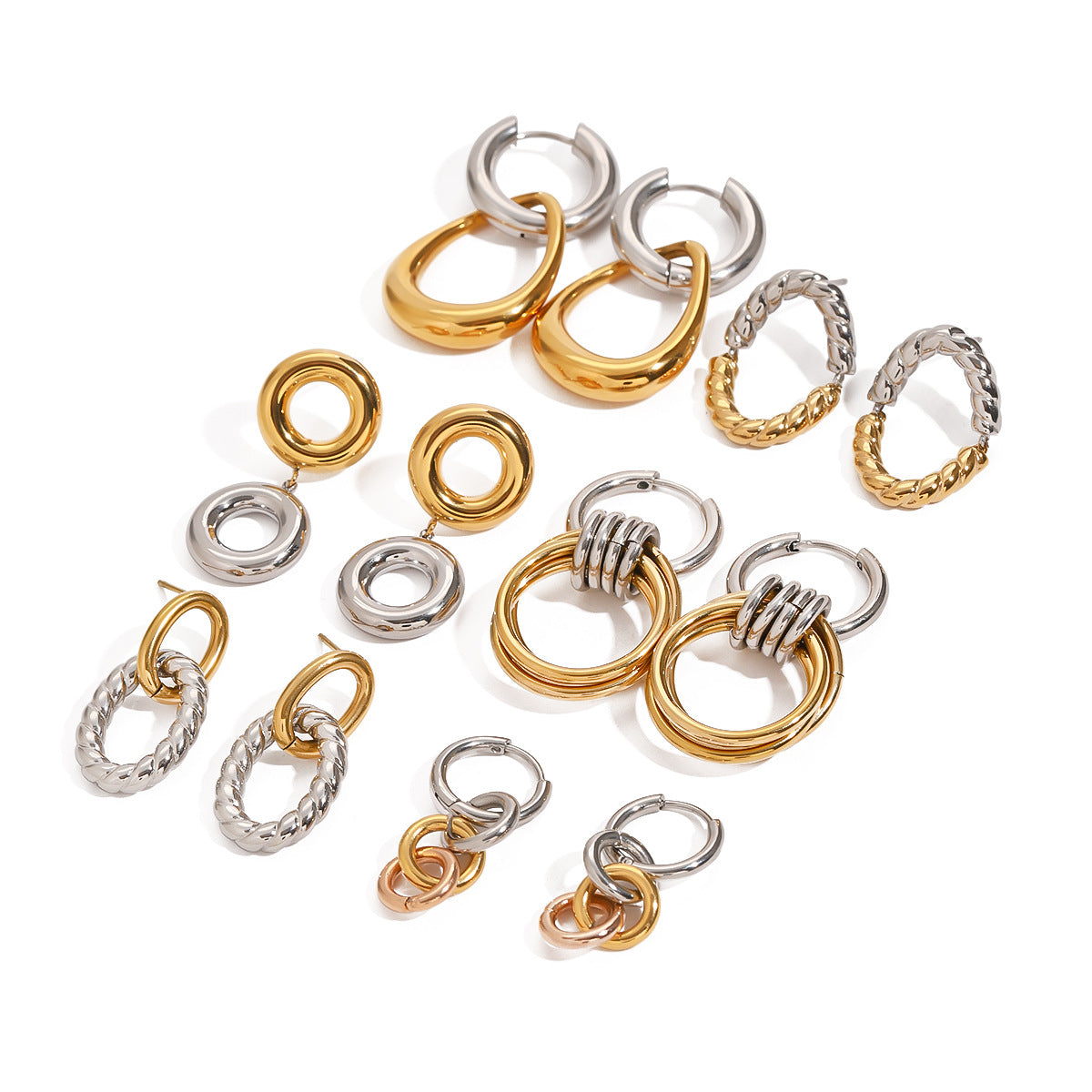 Stainless Steel Color Matching Circle Earrings Niche Ins Earrings Titanium Steel Earrings