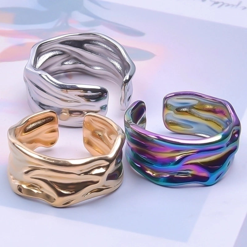Hip-Hop Geometric 304 Stainless Steel 18K Gold Plated Plating Open Ring