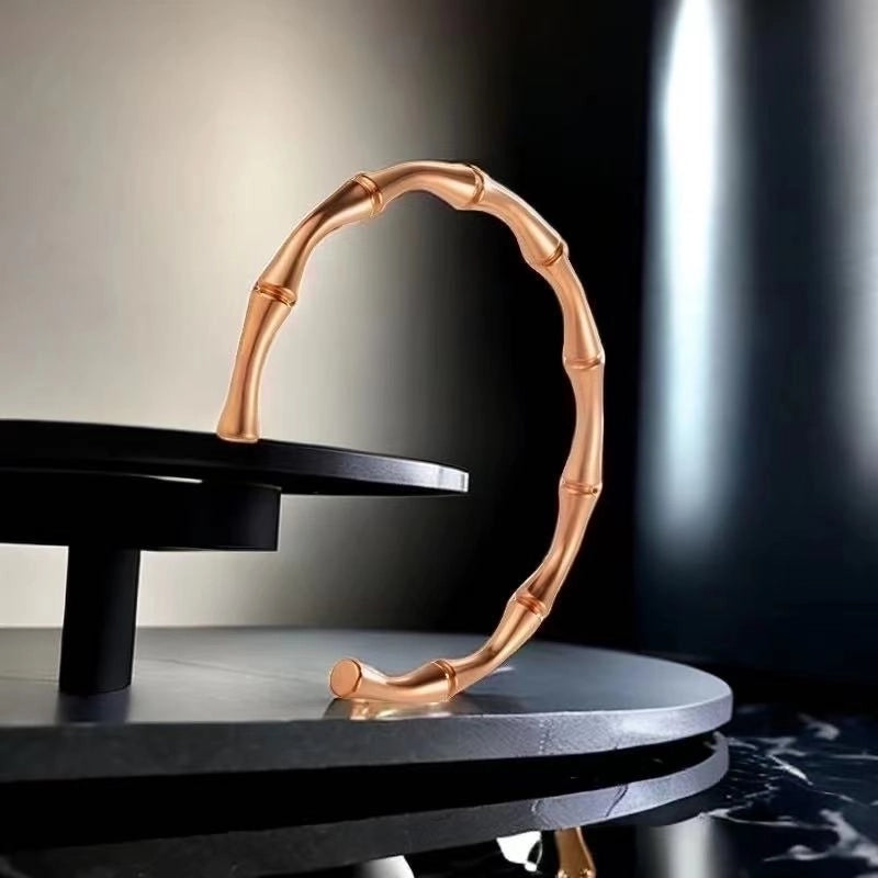 Retro Round Titanium Steel Inlay Zircon Bangle