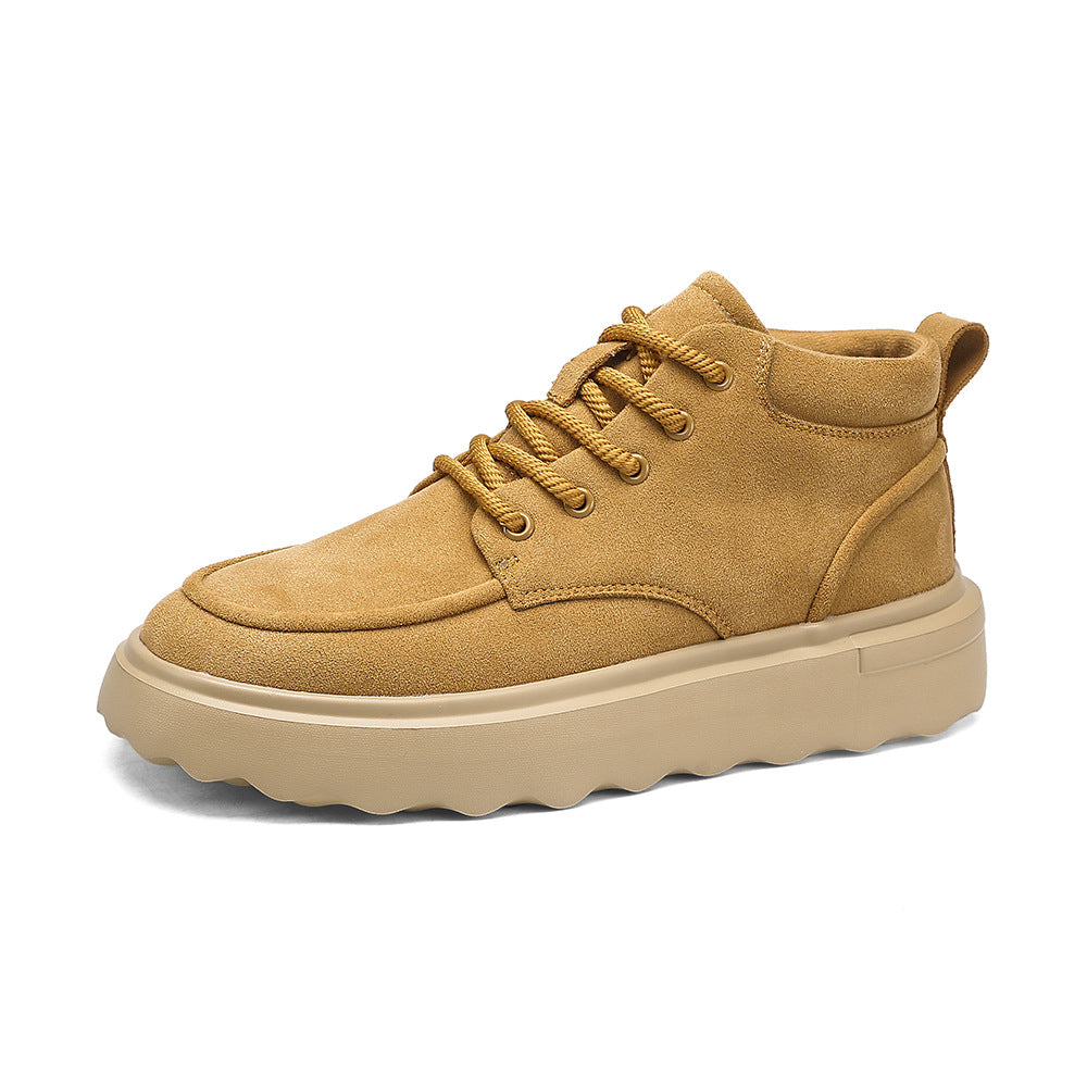 Men's Leather Fashion Trend High-top Casual Shoes
