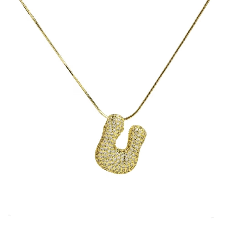 Minimalist Classic Style Letter Copper Plating 18K Gold Plated Pendant Necklace