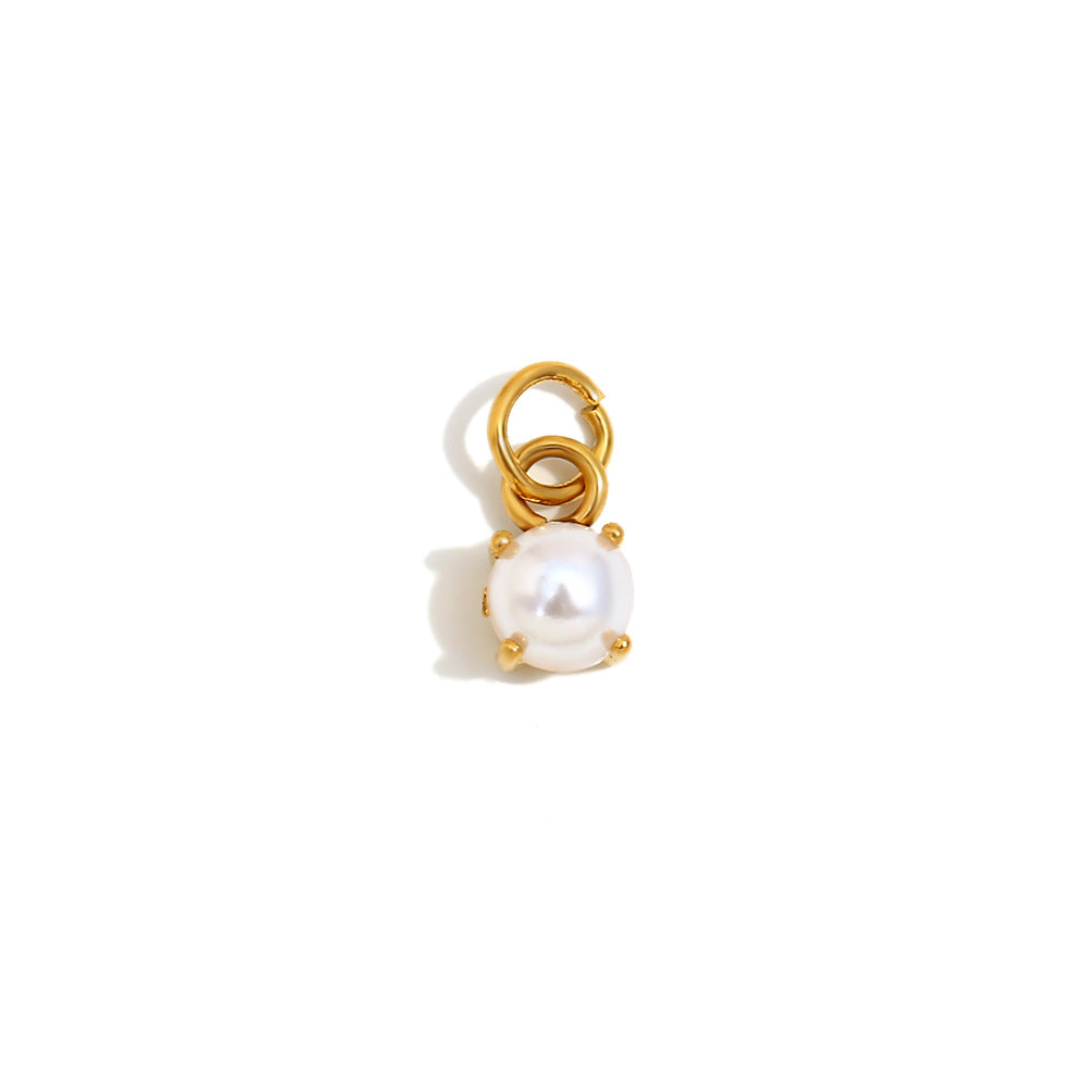 Simple And Versatile Colorful Diy Accessories Pendant Stainless Steel Plated 18K Gold Small Gemstone Pendant
