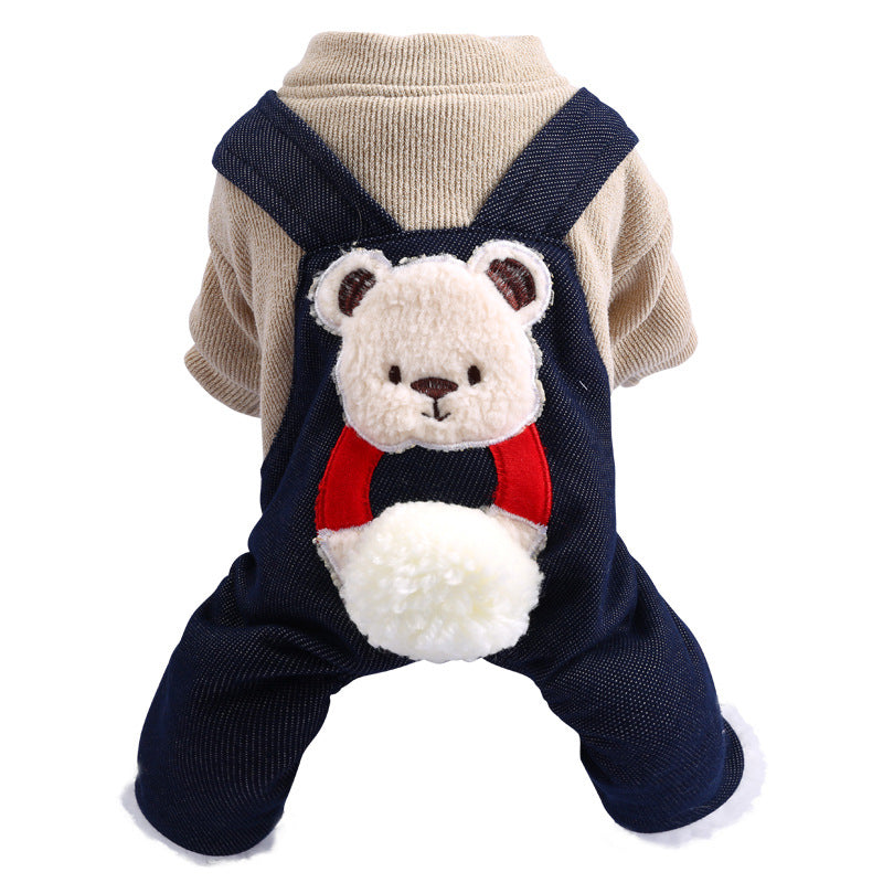 Bear Denim Dog Cat Jumpsuits Coat