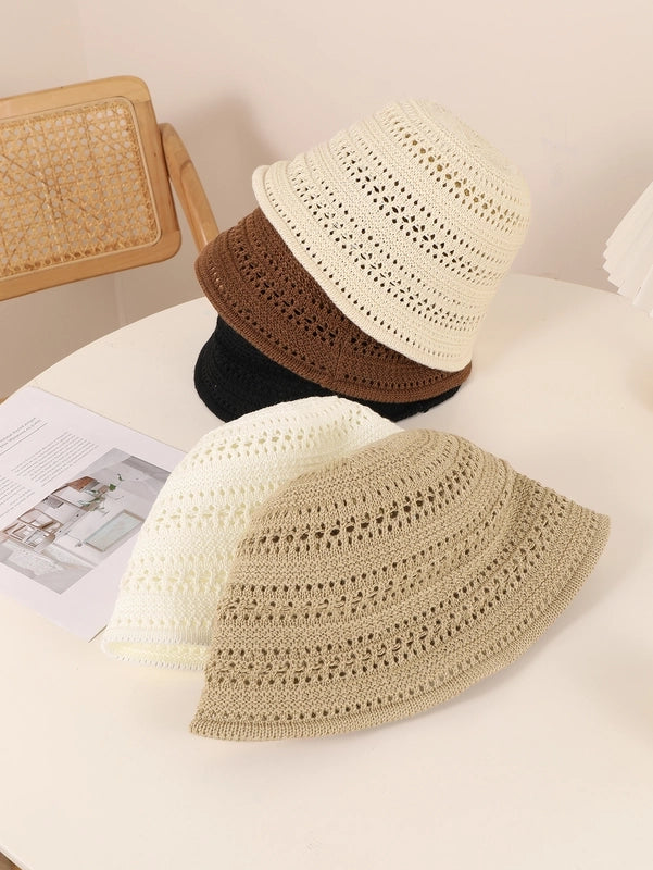 Women's Casual Minimalist Solid Color Solid Color Hollow Out Eaveless Bucket Hat