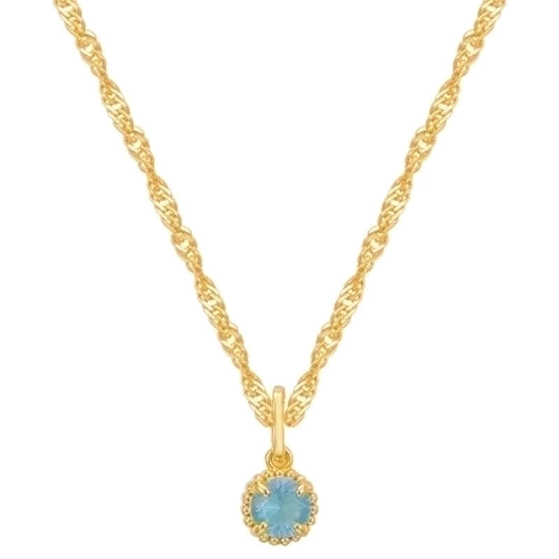 201 Stainless Steel 304 Stainless Steel Glass Gold Plated Elegant Minimalist Plating Inlay Round Birthstone Zircon Pendant Necklace