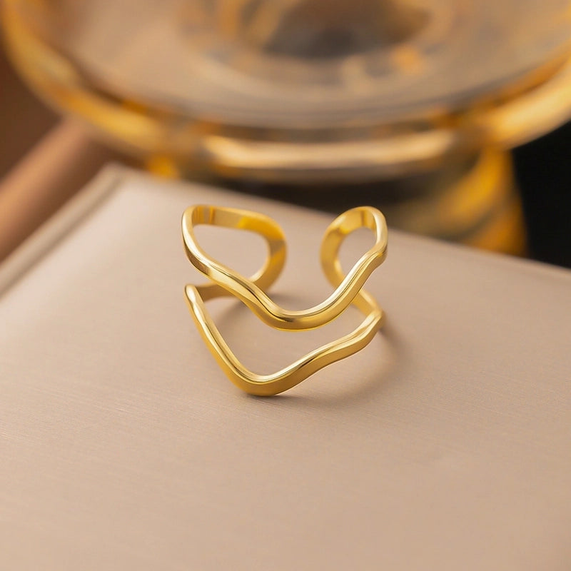 3 Pieces Minimalist Solid Color Titanium Steel Plating Rings