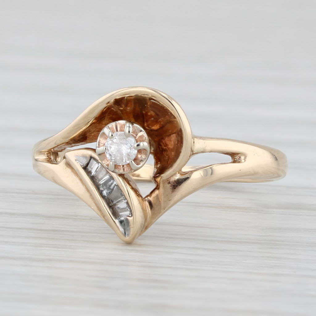 Diamond Abstract Heart Ring 10k Yellow Gold Size 3.5