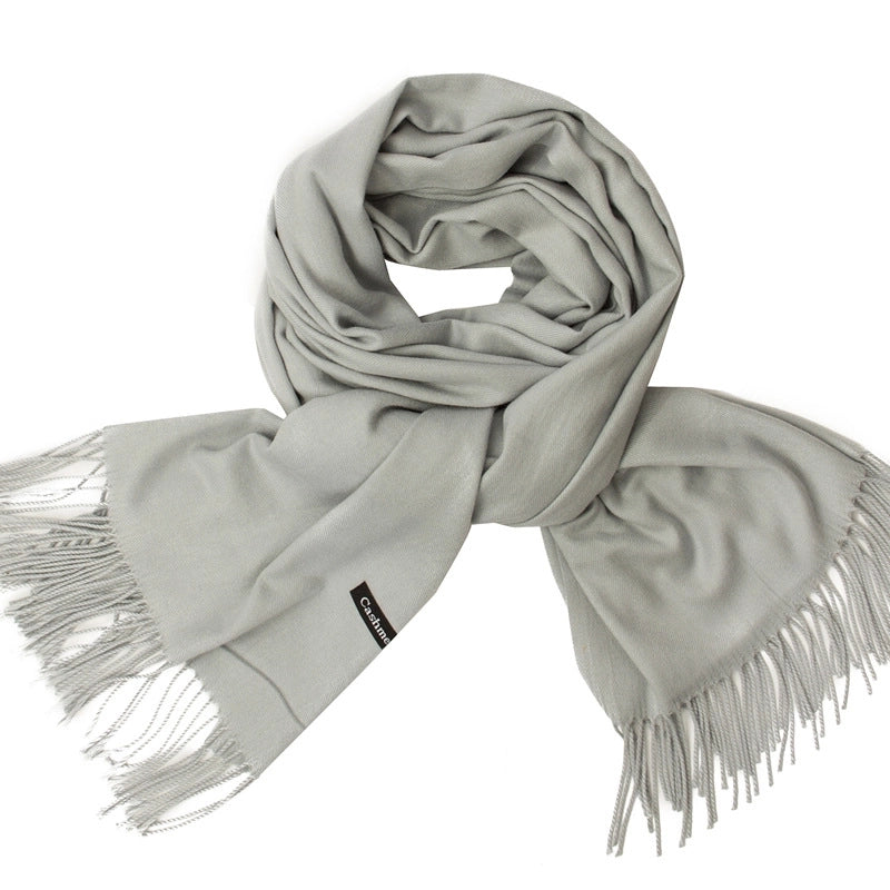 Women's Minimalist Tassel Solid Color Imitation Cashmere Scarf