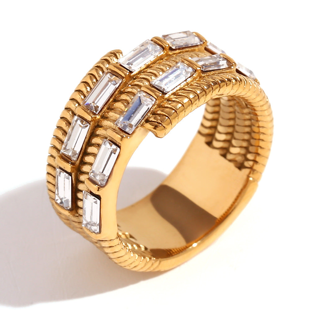 Expressive Fashion Circle Geometric Stainless Steel 18K Gold Plated Rings