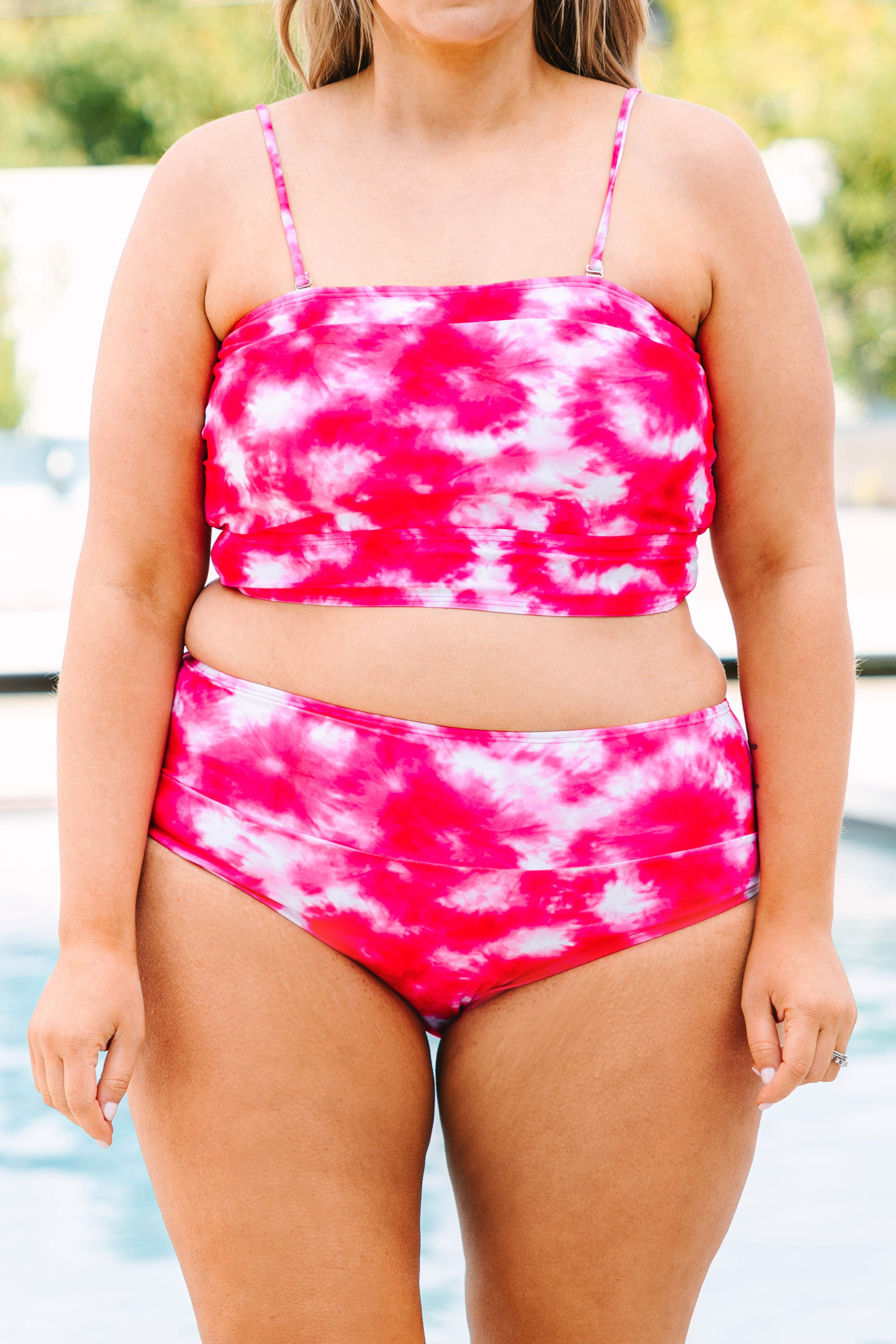 Hidden Islands Swim Top. Tie Dye-Pink