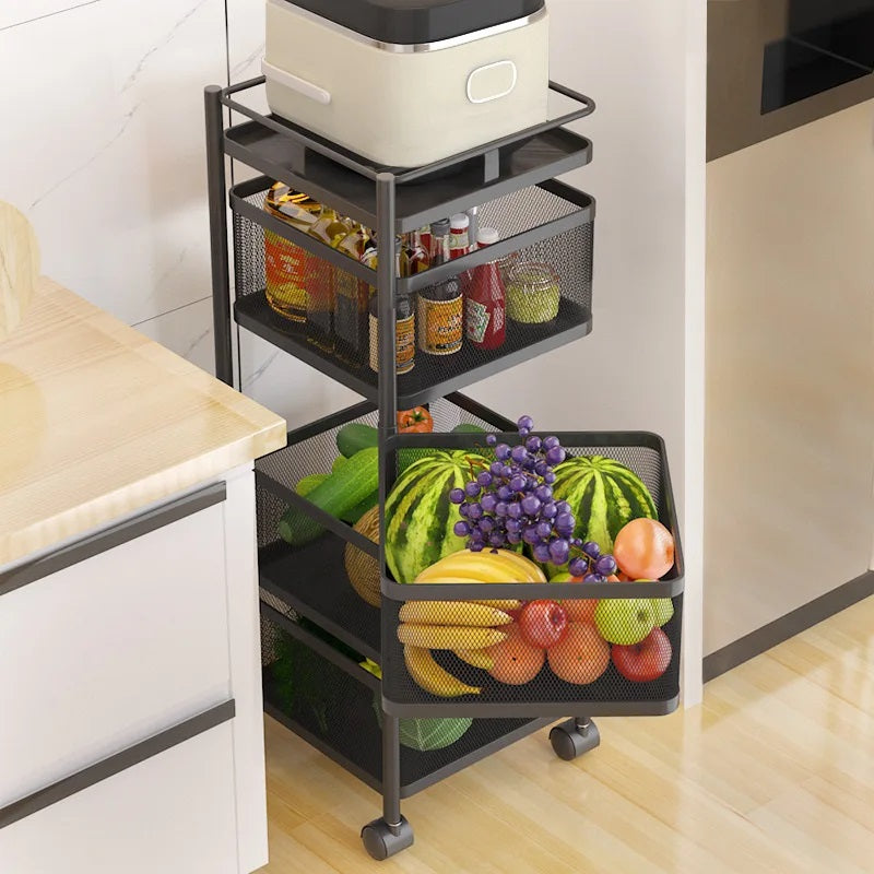 4 Tier 360 Degree Rotating Storage Rack-(5288)Square Black