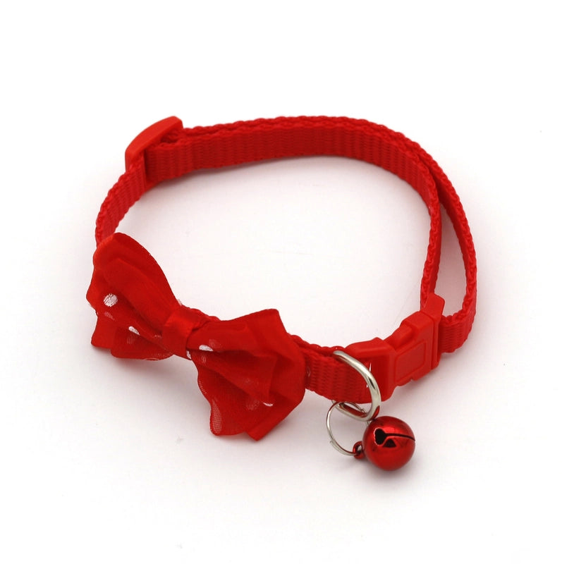 Pet Collar Multi-color Optional Puppy Teddy Collar Kitten Bow Collar Colorful Bell Adjustable