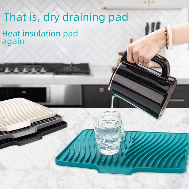 New Silicone Diversion Opening Slope Draining Mat Simple Bowl Dish Drying Filter Mat Heat Insulation