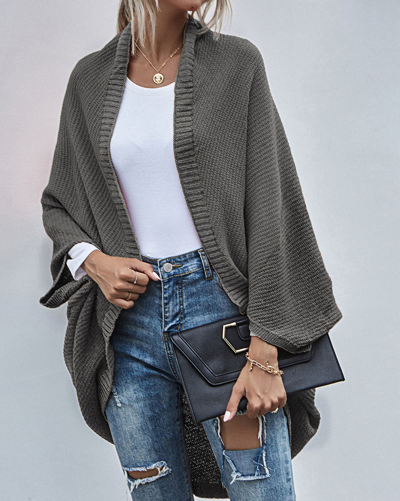 Contrasting shawl -colored knitted cardigan sweater jacket