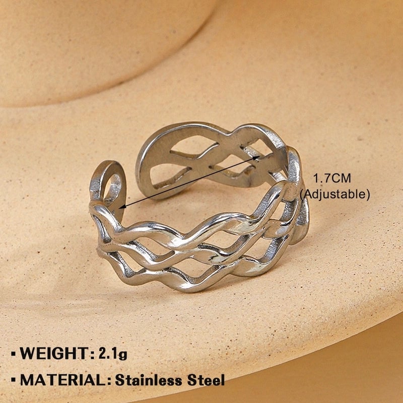 Minimalist Hand Heart Shape 304 Stainless Steel Plating Open Rings